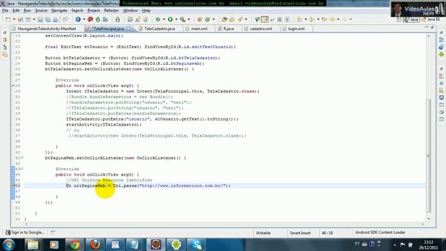 aula 4019 android - URI Parse acessando pagina web permission INTERNET.avi смотреть онлайн