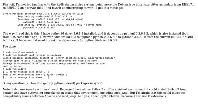 DevOps & SysAdmins: RHEL7.7: version incompatibility between python3 and python3-devel смотреть онлайн
