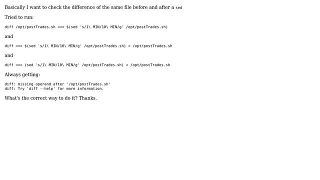 Unix & Linux: Diff between a string and a file смотреть онлайн