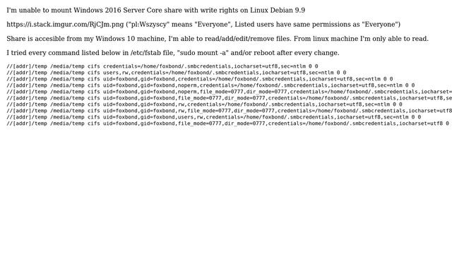 DevOps & SysAdmins: Unable to mount windows share with write rights on Debian смотреть онлайн