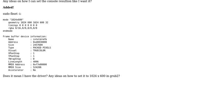 Problem setting command-line console resolution. vbeinfo in grub2 does not report all resolutions смотреть онлайн