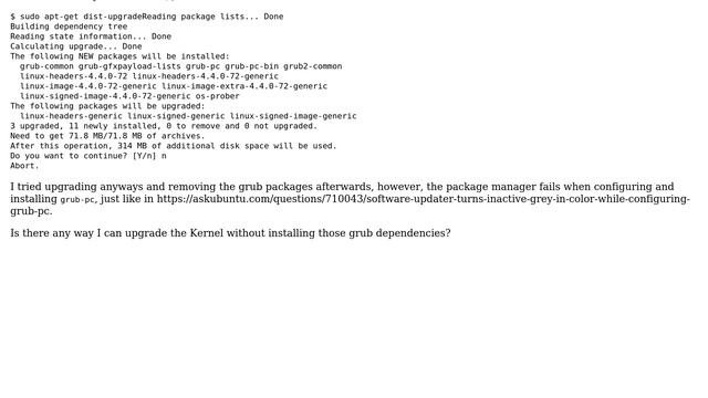 Ubuntu: Upgrading Linux kernel without installing grub dependencies? смотреть онлайн