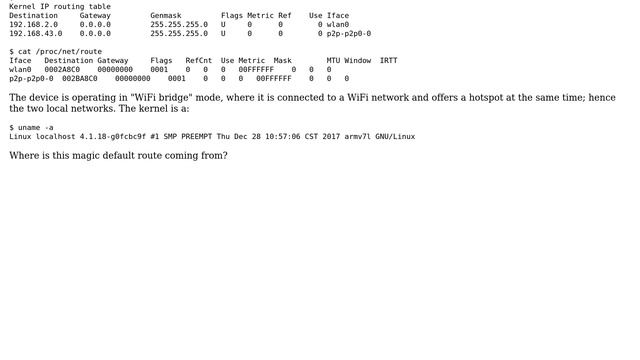 Output of `ip route show` seems incomplete: no default route, but internet is reachable anyway смотреть онлайн