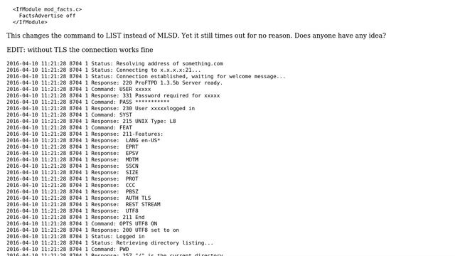 DevOps & SysAdmins: ProFTPd timeout on LIST смотреть онлайн
