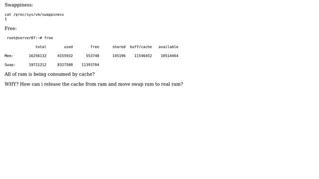 Ubuntu: Why is swap being used even if swapiness is set to 1, and a lot of RAM is free? смотреть онлайн