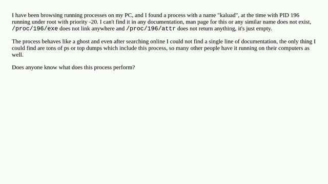 What is the "kaluad" process on Linux? смотреть онлайн
