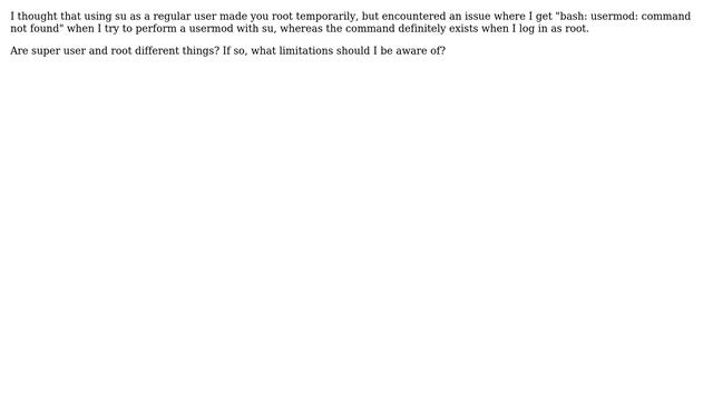 In Linux, is working as su the same as working as root? смотреть онлайн