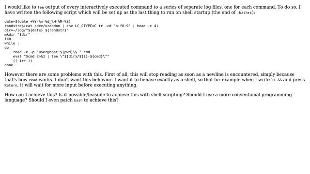 Unix & Linux: Save output of every command to separate log files? смотреть онлайн