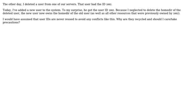 Unix & Linux: Why are user IDs recycled? смотреть онлайн