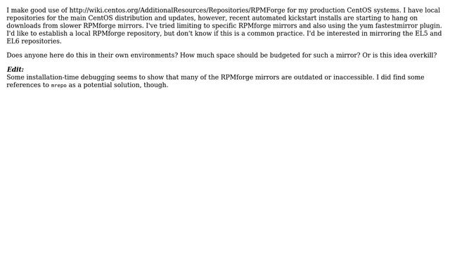 DevOps & SysAdmins: Creating a local rpmforge/repoforge mirror? смотреть онлайн