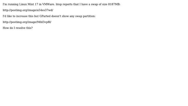 Why does my swap partition not appear in GParted (runnning Linux Mint in VMWare)? смотреть онлайн