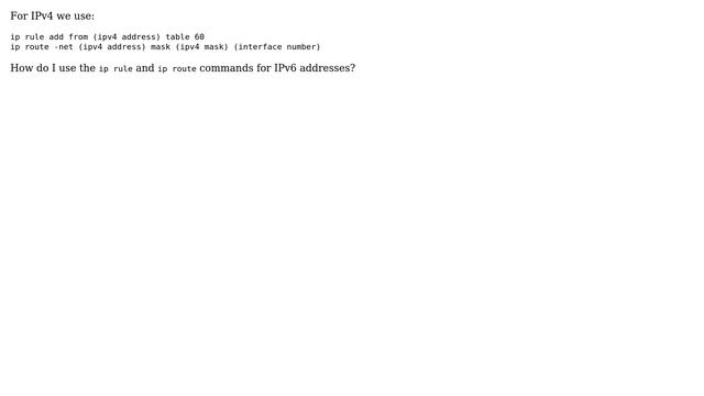 How to use ip rule and ip route commands for IPv6 addresses? смотреть онлайн