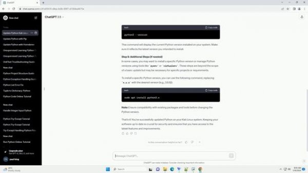 update python kali linux command