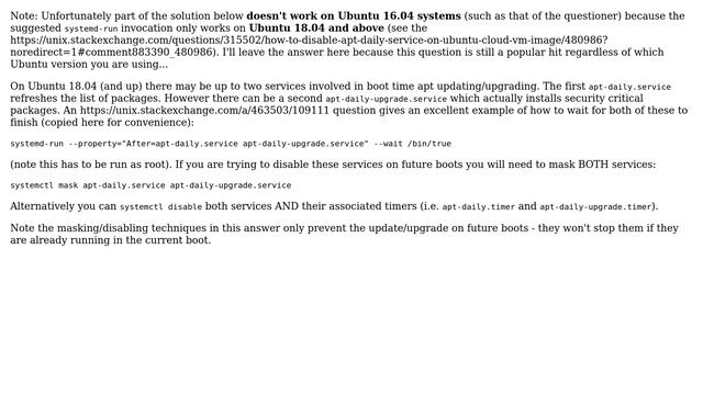 Unix & Linux: How to disable `apt-daily.service` on Ubuntu cloud VM image? (8 Solutions!!) смотреть онлайн
