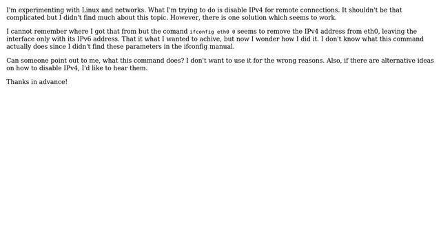 DevOps & SysAdmins: Disable IPv4: What exactly does 'ifconfig eth0 0' do? смотреть онлайн