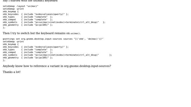 Ubuntu: How to specify keyboard layout vairant in org.gnome.desktop.input-sources? смотреть онлайн