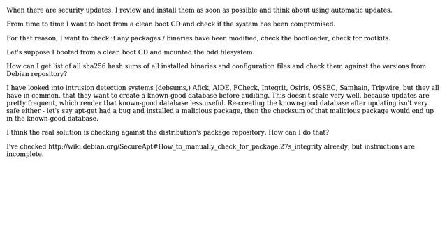 Ubuntu: Integrity check against package repository? смотреть онлайн
