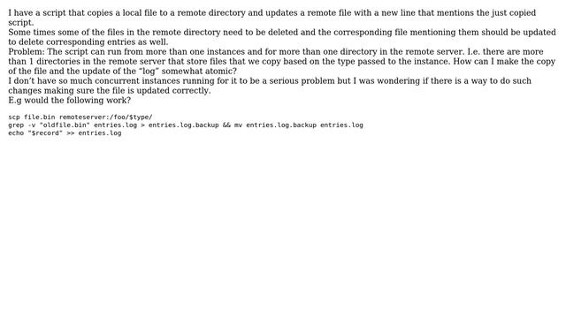Unix & Linux: Update contents of a directory and a file that has meta about the dir safely смотреть онлайн