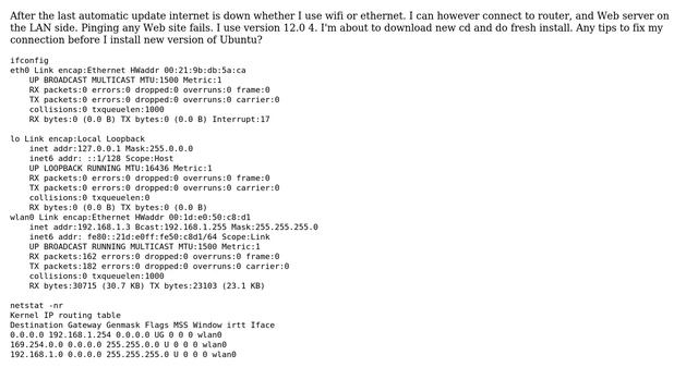 Ubuntu: No WAN connection, but LAN OK смотреть онлайн