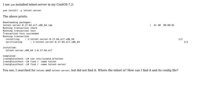 Find the telnet-server in CentOS7.2 смотреть онлайн