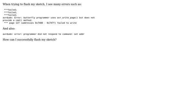 avrdude: Error: butterfly programmer uses avr_write_page() but does not provide a cmd() method смотреть онлайн