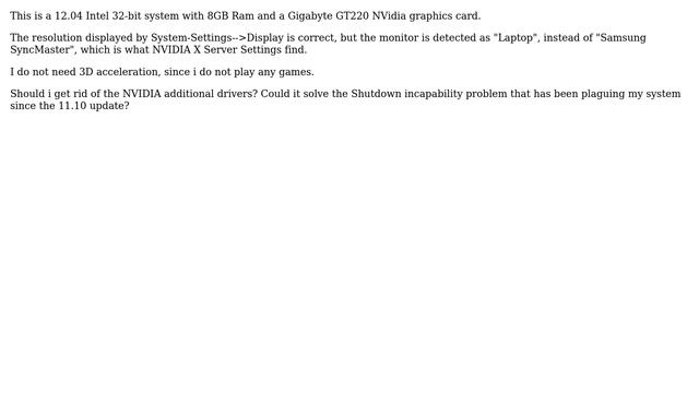 Ubuntu: Shouldn't System-Settings--＞Display "see" the monitor correctly? смотреть онлайн