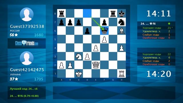 Chess Game Analysis: Guest42142475 - Guest37392538 : 1/2-1/2 (By ChessFriends.com) смотреть онлайн