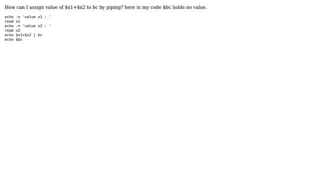 Unix & Linux: How to use pipe to assign a variable? смотреть онлайн