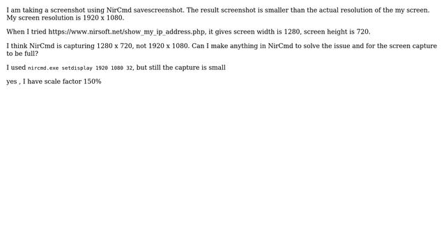 Unix & Linux: nircmd screen capture is smaller than actual resolution of the screen смотреть онлайн