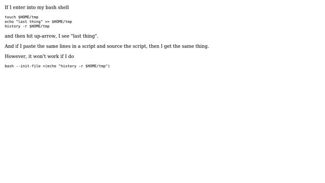 Unix & Linux: set `history -r` in --init-file смотреть онлайн