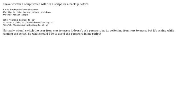 Unix & Linux: want to su without password inside shell script смотреть онлайн
