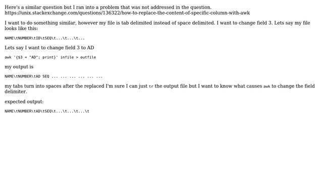Unix & Linux: How to replace the content of specific column with awk? Tab Delimited File? смотреть онлайн