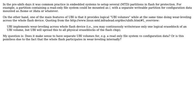 Unix & Linux: Does it make sense to have separate ubi volumes for safety with ubifs? смотреть онлайн