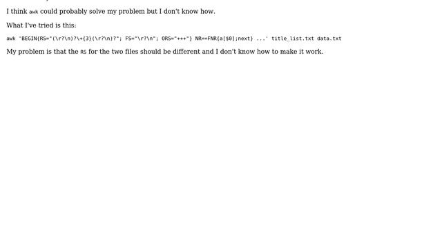 Unix & Linux: How to use awk to extract data from a file based on the content of another file? смотреть онлайн