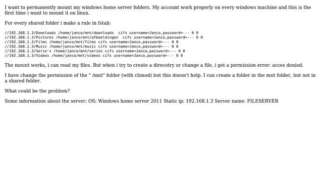 Ubuntu: Windows home server mount don't work properly смотреть онлайн