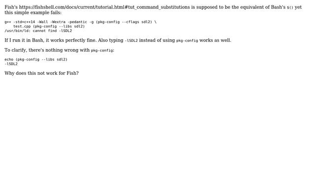 Unix & Linux: Command substitution with pkg-config in Fish смотреть онлайн