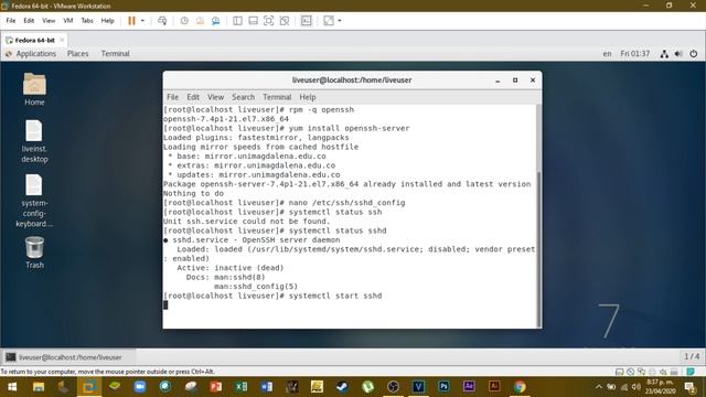 configuración del servicio ssh en Centos 7 смотреть онлайн