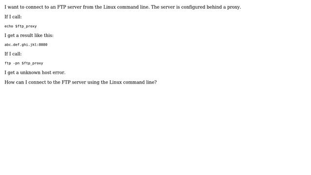 Connect from Linux command line to FTP server with proxy смотреть онлайн