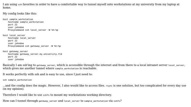 Unix & Linux: sshfs through multiple hosts? смотреть онлайн
