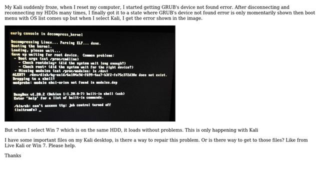 Unix & Linux: GRUB, device not found, root delay problem смотреть онлайн