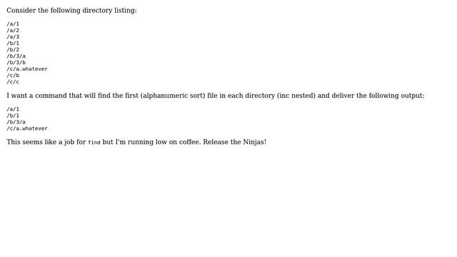 Recursively find every first file at each branch of a directory tree (2 Solutions!!) смотреть онлайн