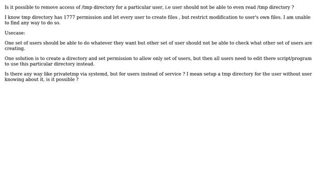 Unix & Linux: remove user access from /tmp directory смотреть онлайн