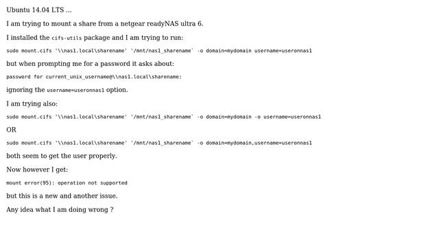 Ubuntu: mount.cifs ignores `user` and `username` смотреть онлайн