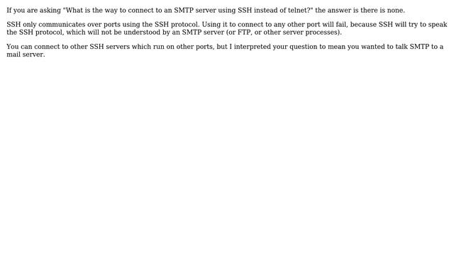 Unix & Linux: What is the equivalent of telnet localhost 25 with ssh? (4 Solutions!!) смотреть онлайн