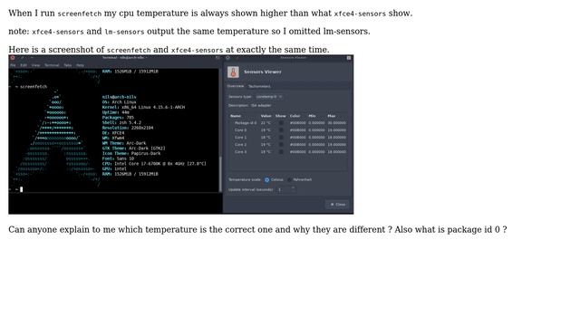 Unix & Linux: Why is the cpu temperature different on screenfetch and xfce4-sensors and lm-sensors? смотреть онлайн