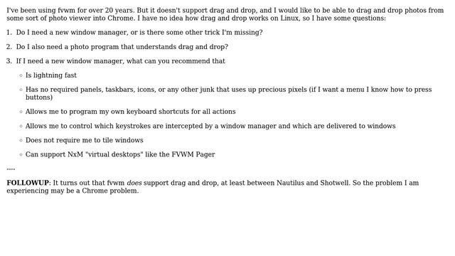 Seeking Linux window manager, programmable, mouse optional, drag and drop photos смотреть онлайн