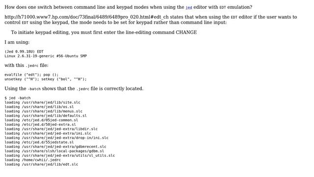 How does one set keypad mode for jed editor with EDT Emulation? смотреть онлайн