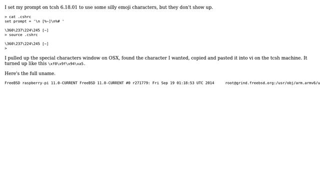 Unix & Linux: Unicode emoji not showing up in tcsh prompt смотреть онлайн