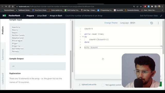 Count the number of element in an Array | Hacker Rank Bash Problem solving #linux #opensource #bash смотреть онлайн