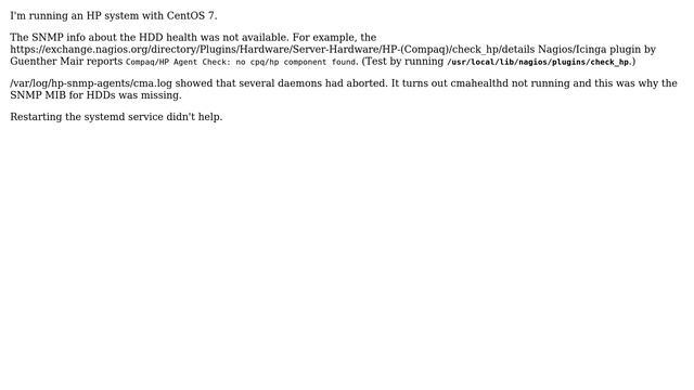 DevOps & SysAdmins: HP system health SNMP branch not available on Linux смотреть онлайн
